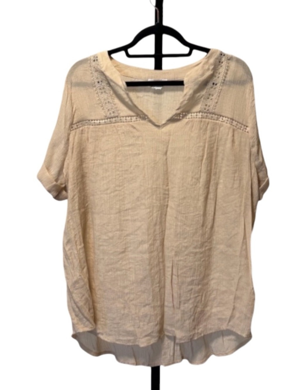 Perch Relaxed V‑Neck Tunic Top in Light Cream